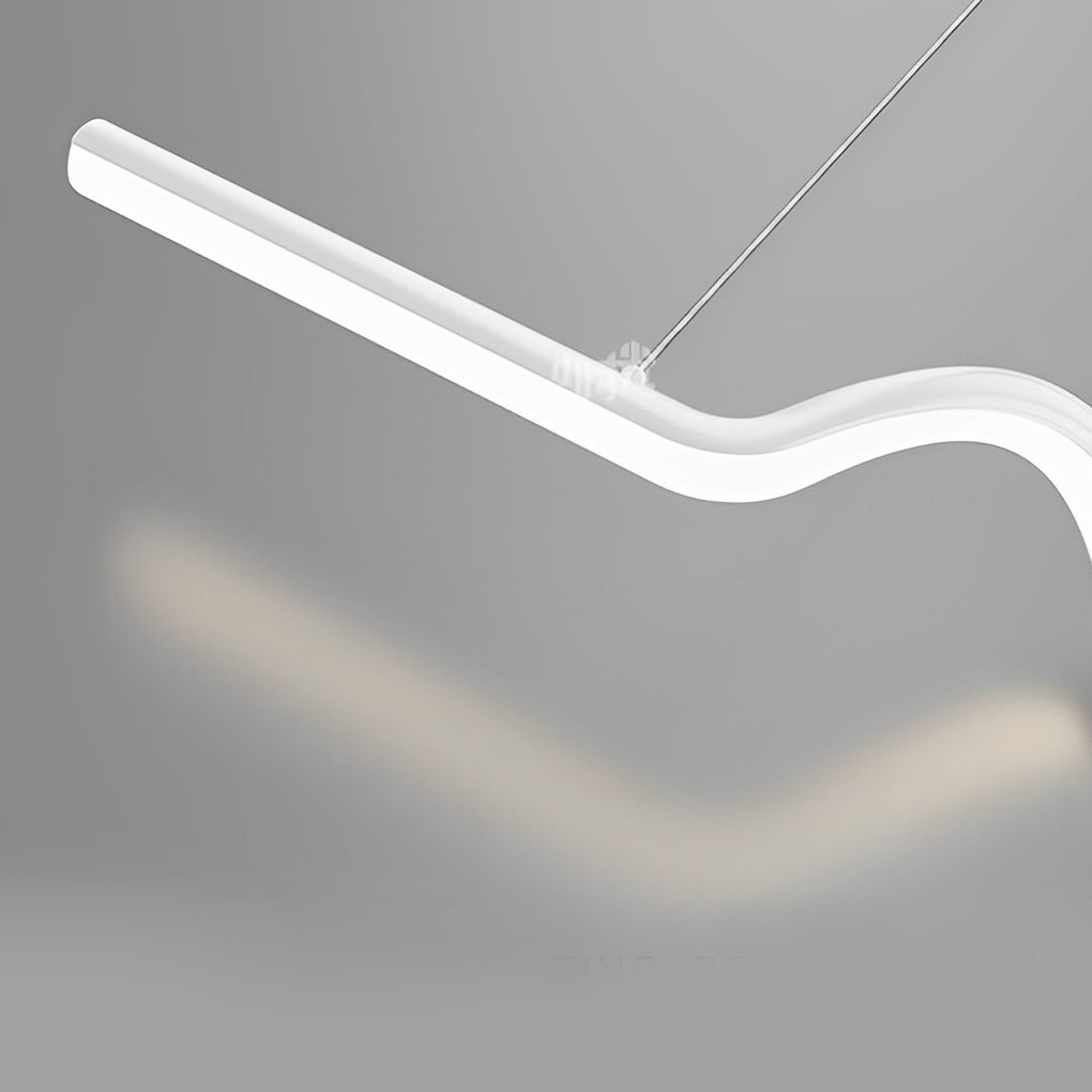 Modern Minimalist Wavy LED Pendant Light with Stepless Dimming Nordic Strip Chandelier for Dining Room