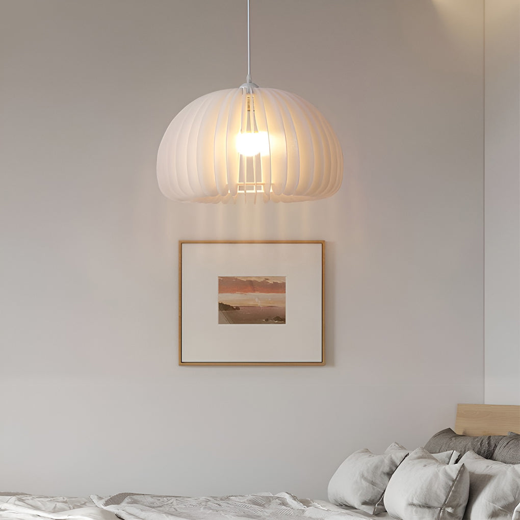 Modern Minimalist White Lantern LED Hanging Light with Adjustable Color Temperature for Bedroom