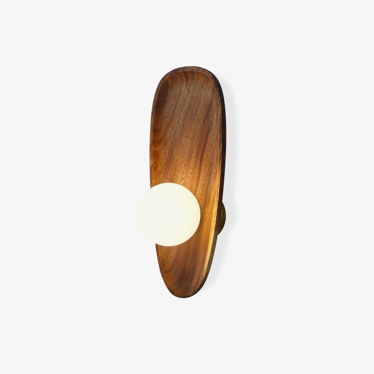 Modern Minimalist Wood and Glass Globe LED Wall Sconce for Bedroom Living Room