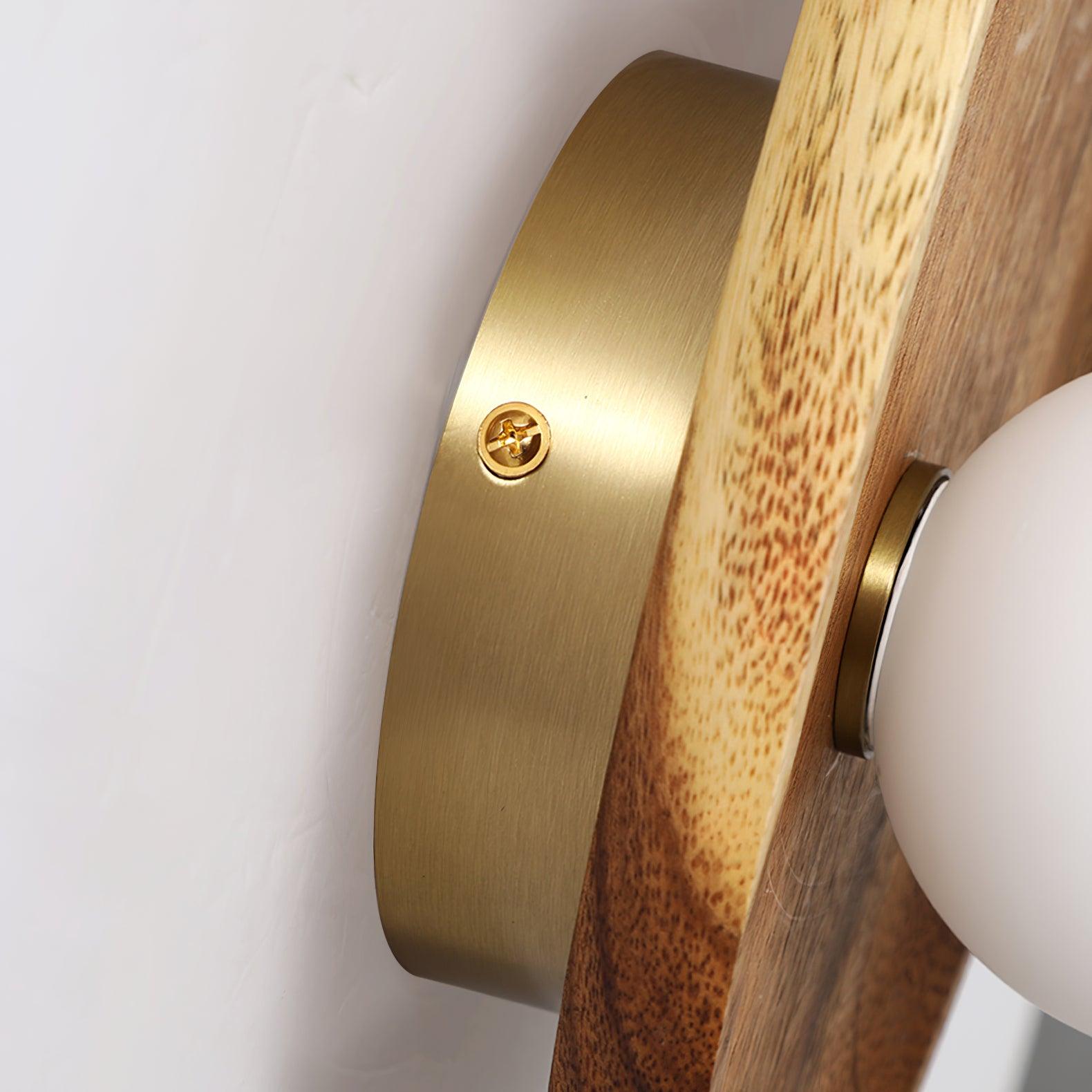 Modern Minimalist Wood and Glass Globe LED Wall Sconce for Bedroom Living Room