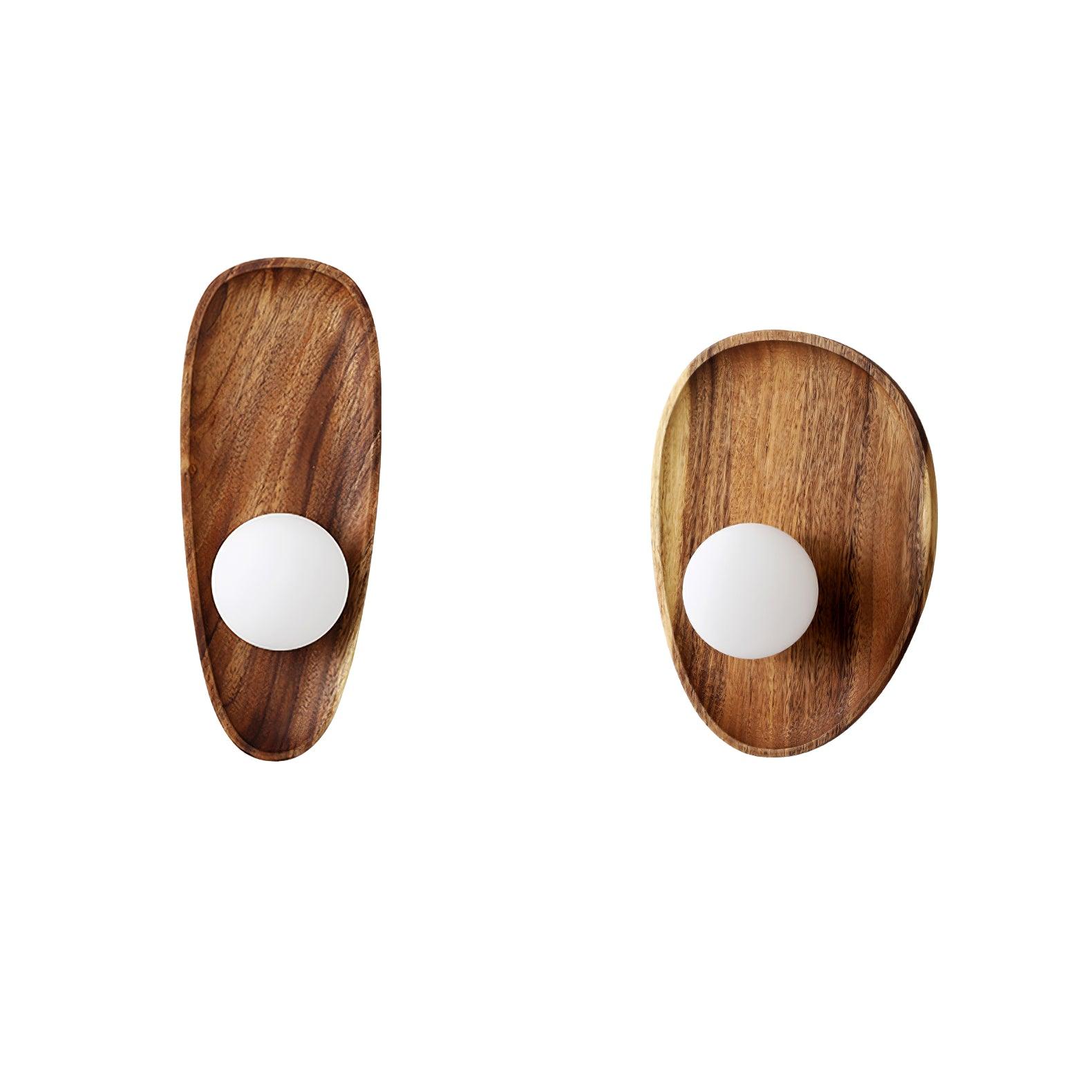 Modern Minimalist Wood and Glass Globe LED Wall Sconce for Bedroom Living Room