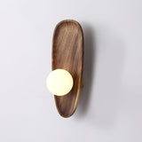 Modern Minimalist Wood and Glass Globe LED Wall Sconce for Bedroom Living Room