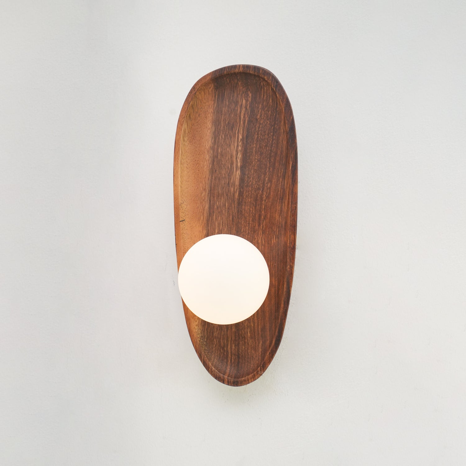 Modern Minimalist Wood and Glass Globe LED Wall Sconce for Bedroom Living Room
