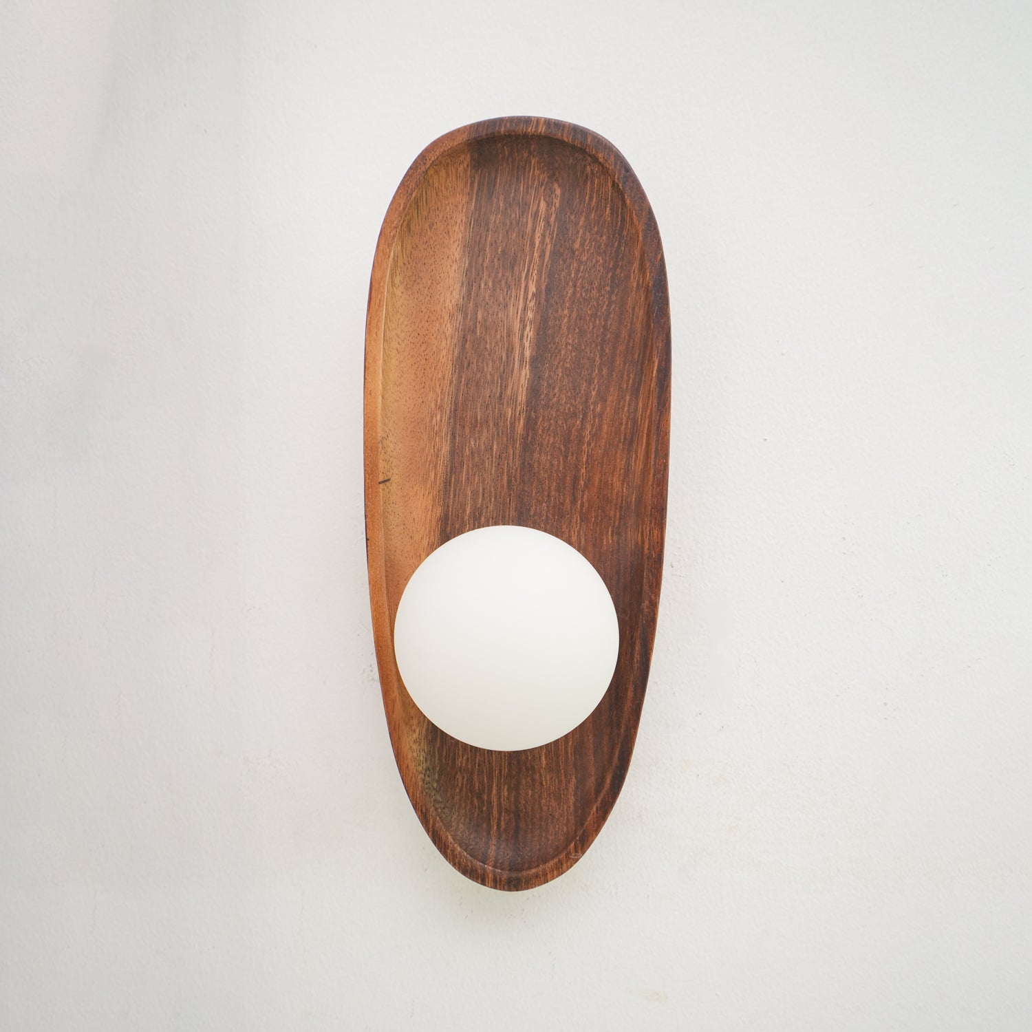 Modern Minimalist Wood and Glass Globe LED Wall Sconce for Bedroom Living Room