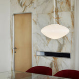 Modern Mist Glass Pendant Light with Alabaster Shade for Kitchen and Dining Room
