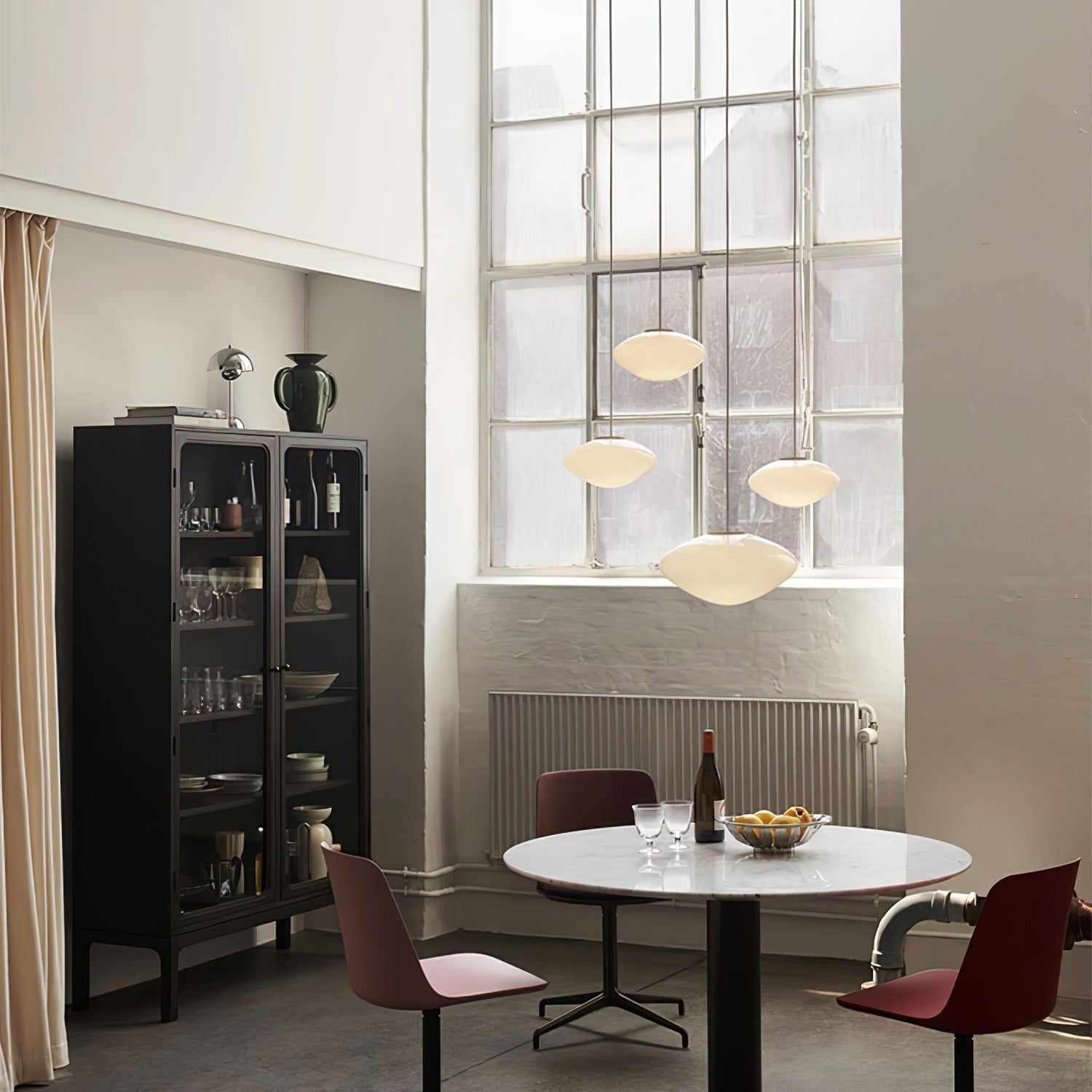 Modern Mist Glass Pendant Light with Alabaster Shade for Kitchen and Dining Room
