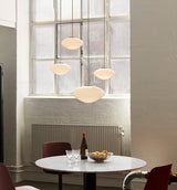 Modern Mist Glass Pendant Light with Alabaster Shade for Kitchen and Dining Room