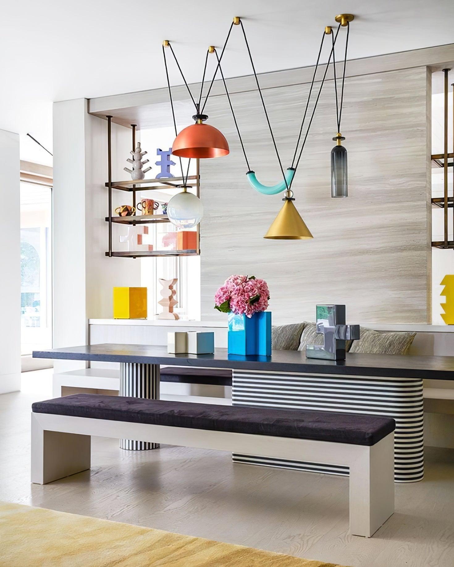 Modern Modular Geometric Chandelier Artistic Glass and Metal Pendant Light