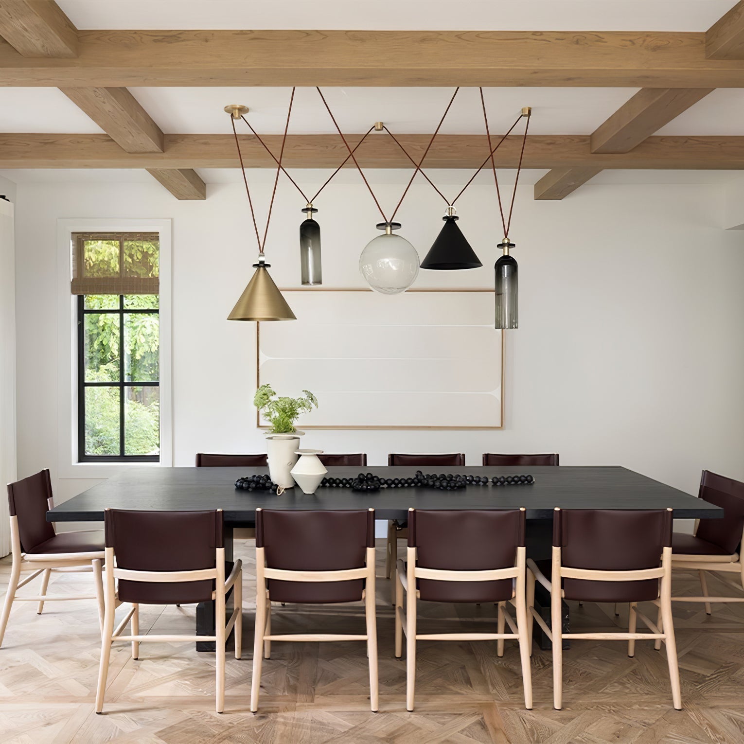 Modern Modular Geometric Chandelier Artistic Glass and Metal Pendant Light