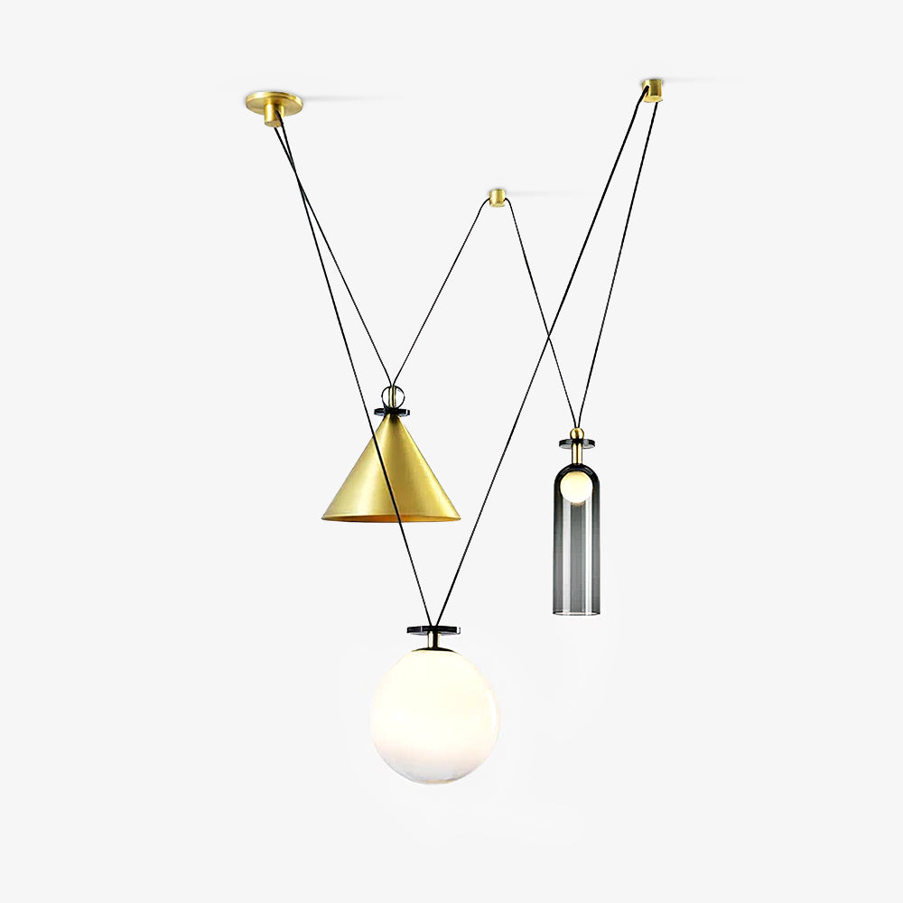 Modern Modular Geometric Chandelier Artistic Glass and Metal Pendant Light