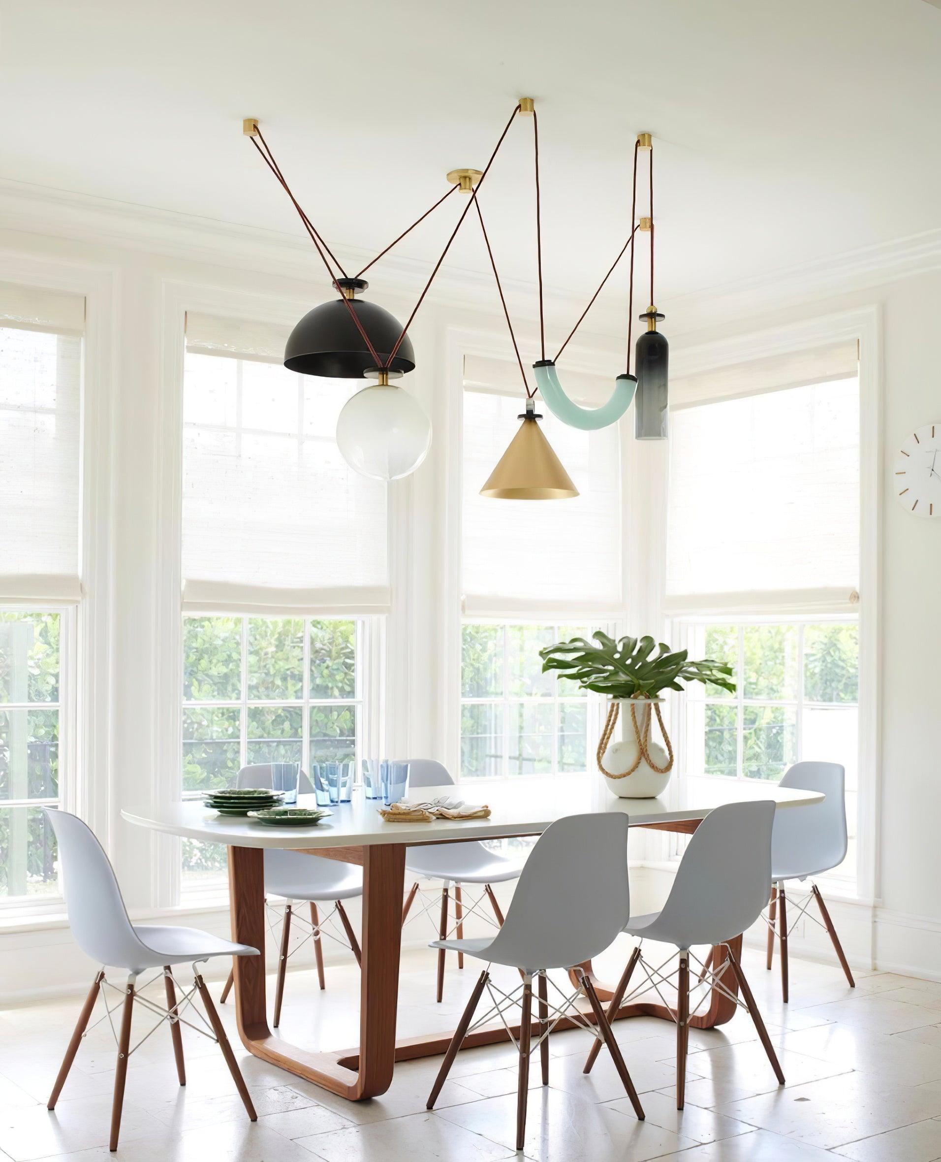Modern Modular Geometric Chandelier Artistic Glass and Metal Pendant Light