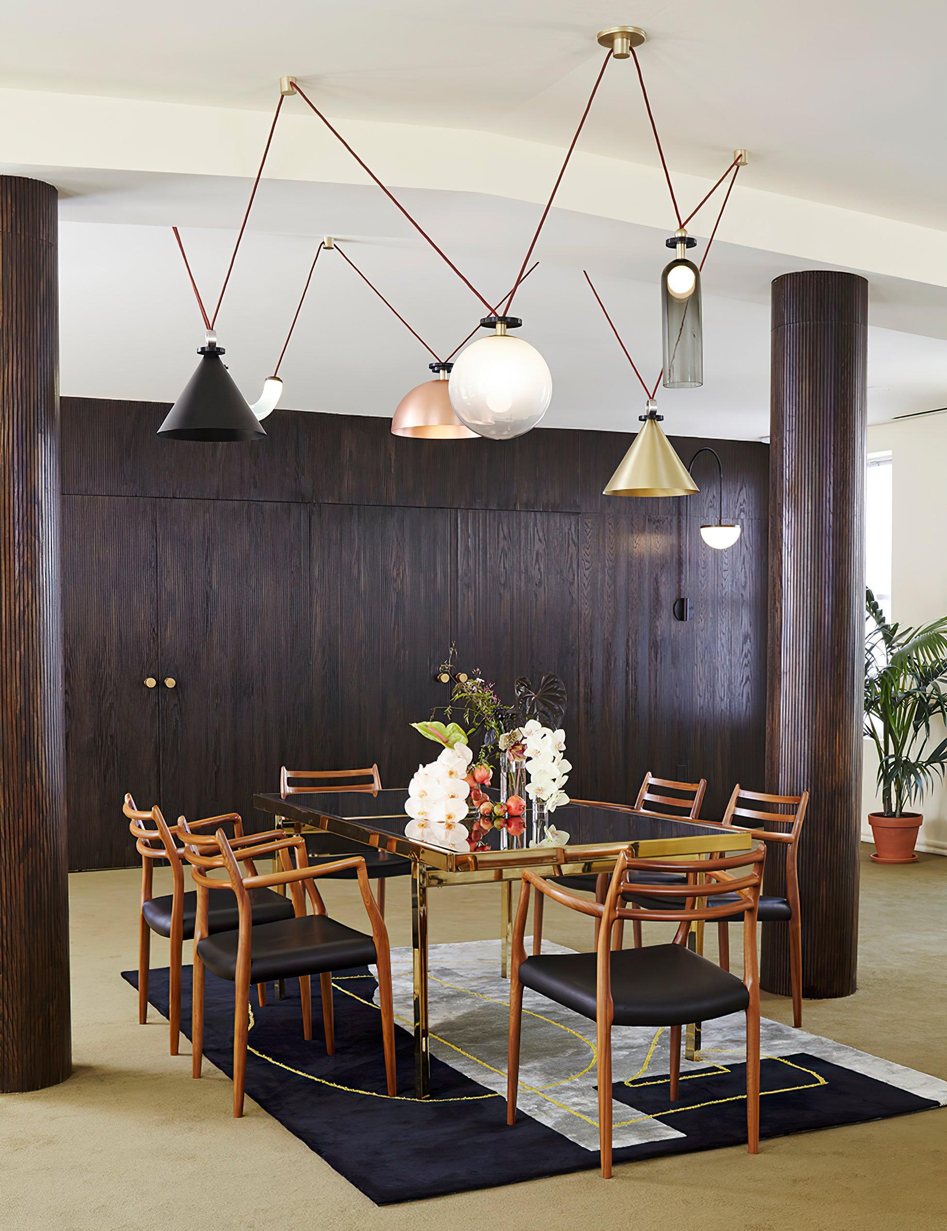 Modern Modular Geometric Chandelier Artistic Glass and Metal Pendant Light