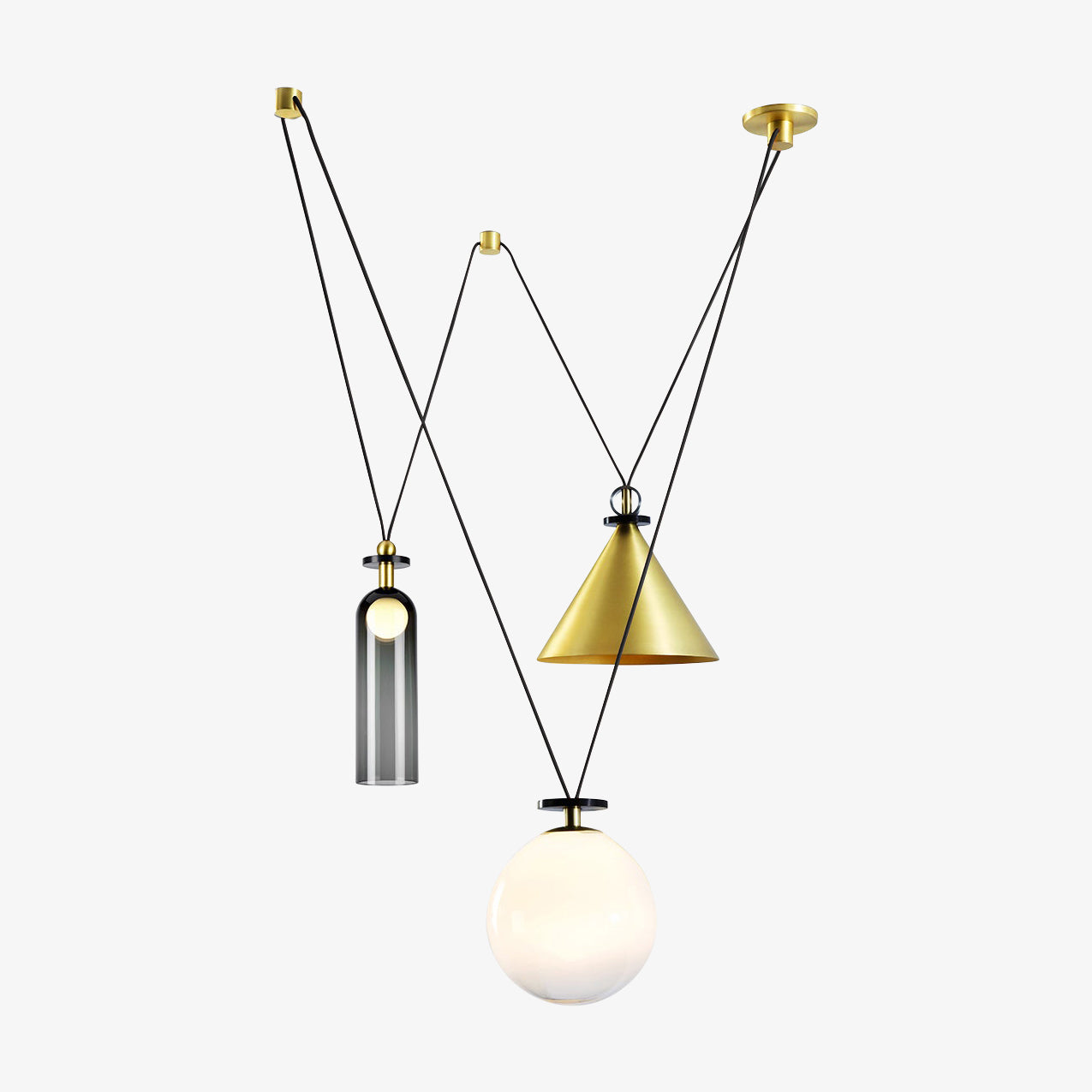 Modern Modular Geometric Chandelier Artistic Glass and Metal Pendant Light