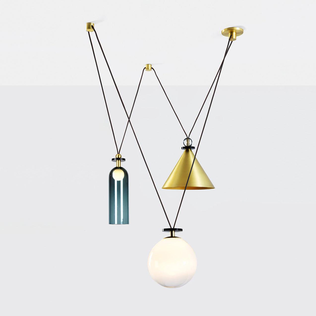 Modern Modular Geometric Chandelier Artistic Glass and Metal Pendant Light