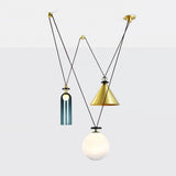 Modern Modular Geometric Chandelier Artistic Glass and Metal Pendant Light