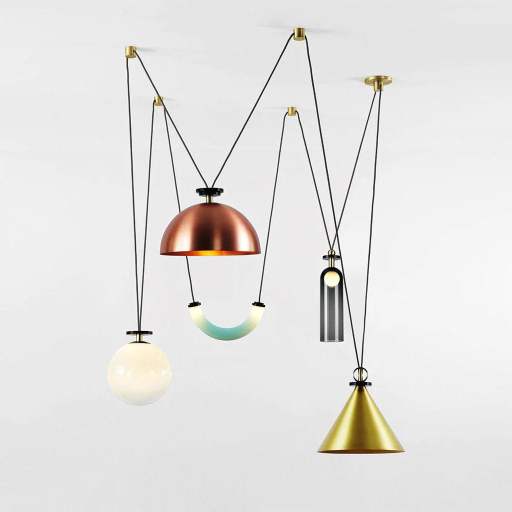 Modern Modular Geometric Chandelier Artistic Glass and Metal Pendant Light