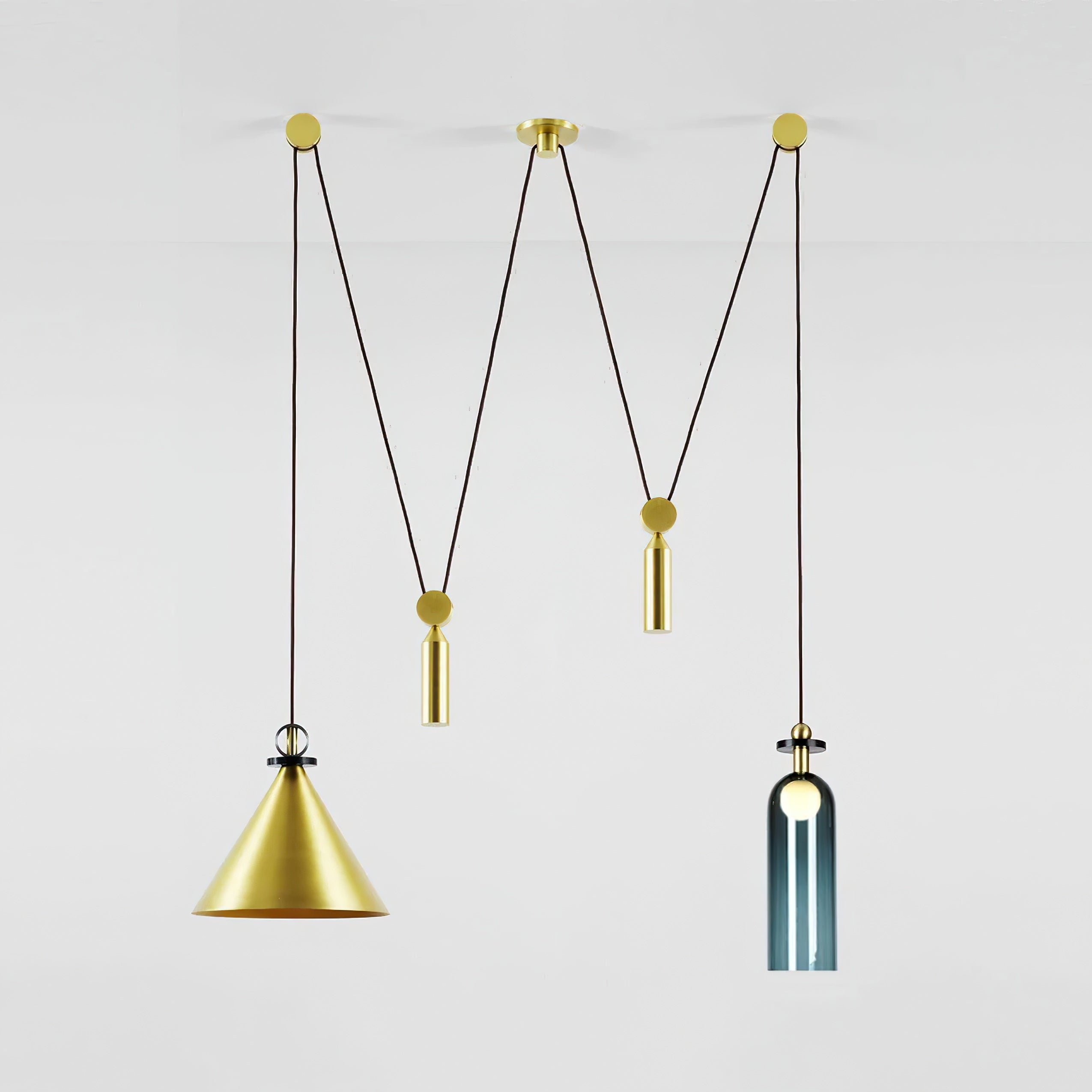 Modern Modular Geometric Chandelier Artistic Glass and Metal Pendant Light