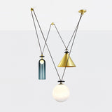 Modern Modular Geometric Chandelier Artistic Glass and Metal Pendant Light