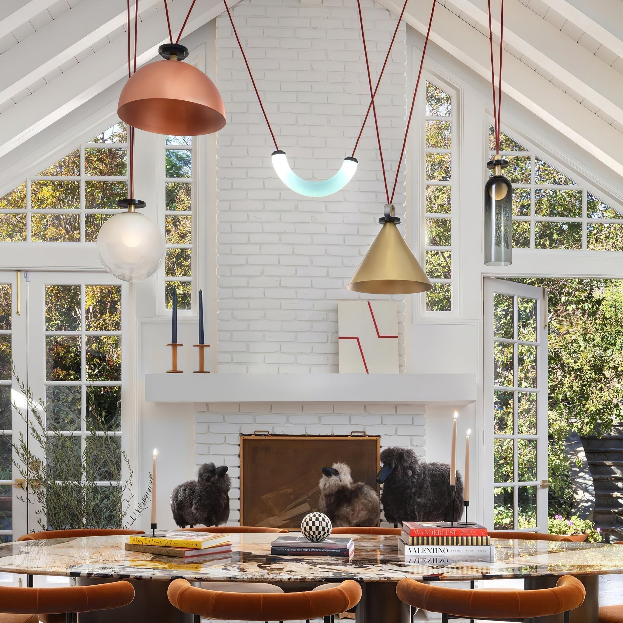 Modern Modular Geometric Chandelier Artistic Glass and Metal Pendant Light