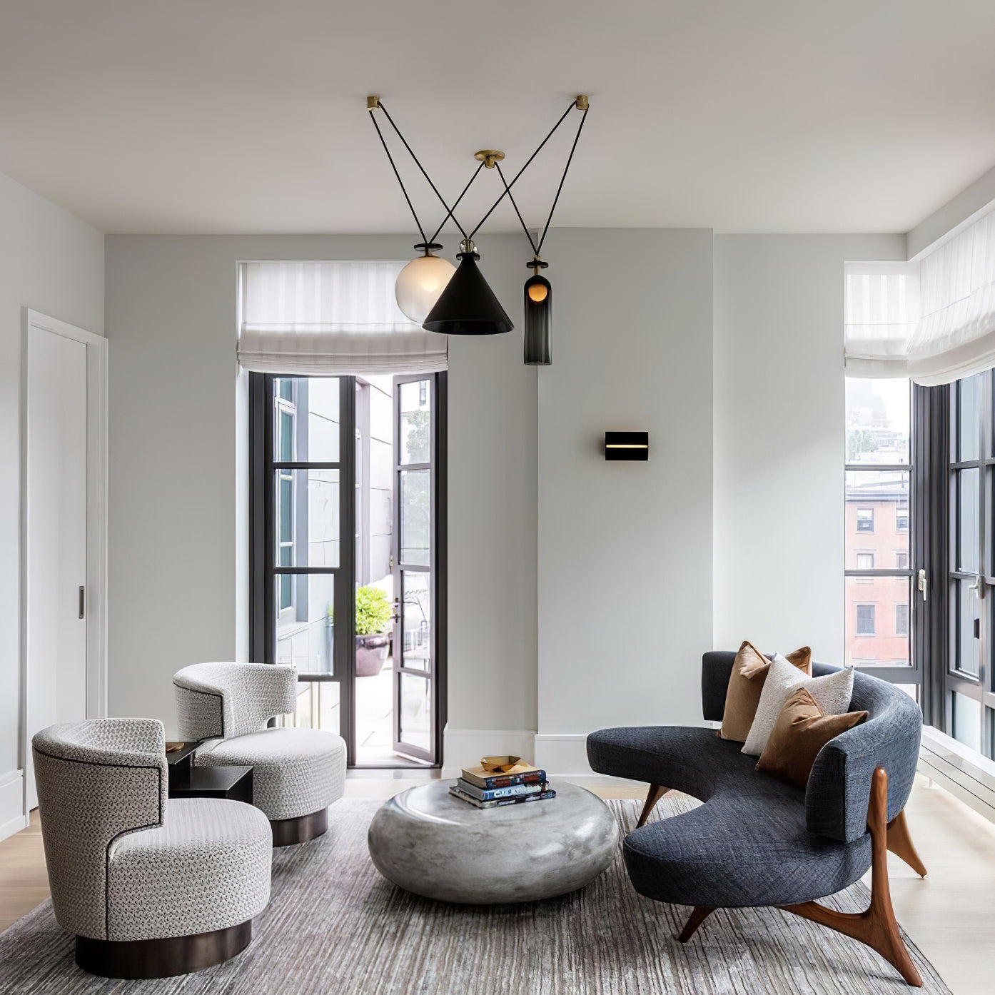 Modern Modular Geometric Chandelier Artistic Glass and Metal Pendant Light