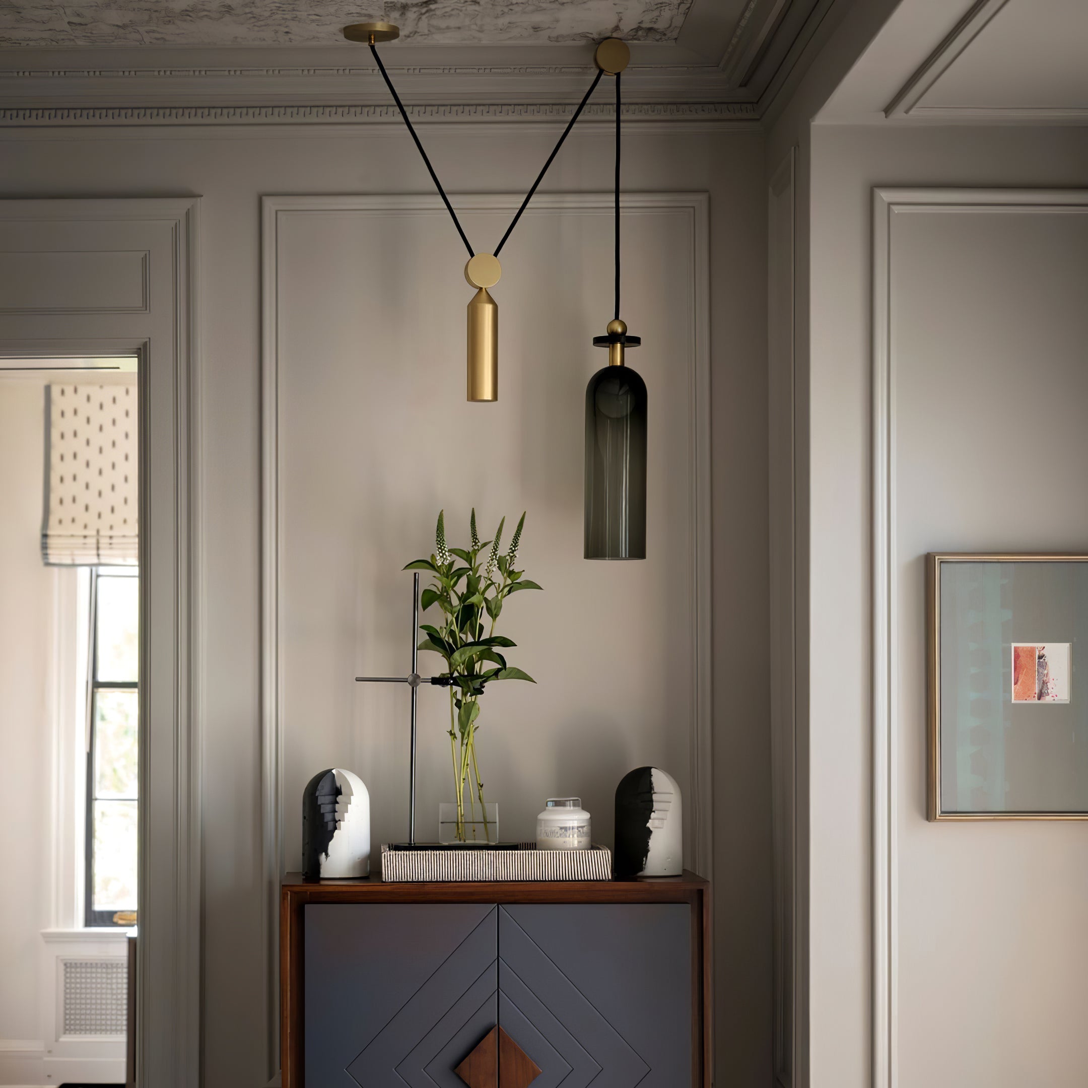 Modern Modular Geometric Chandelier Artistic Glass and Metal Pendant Light
