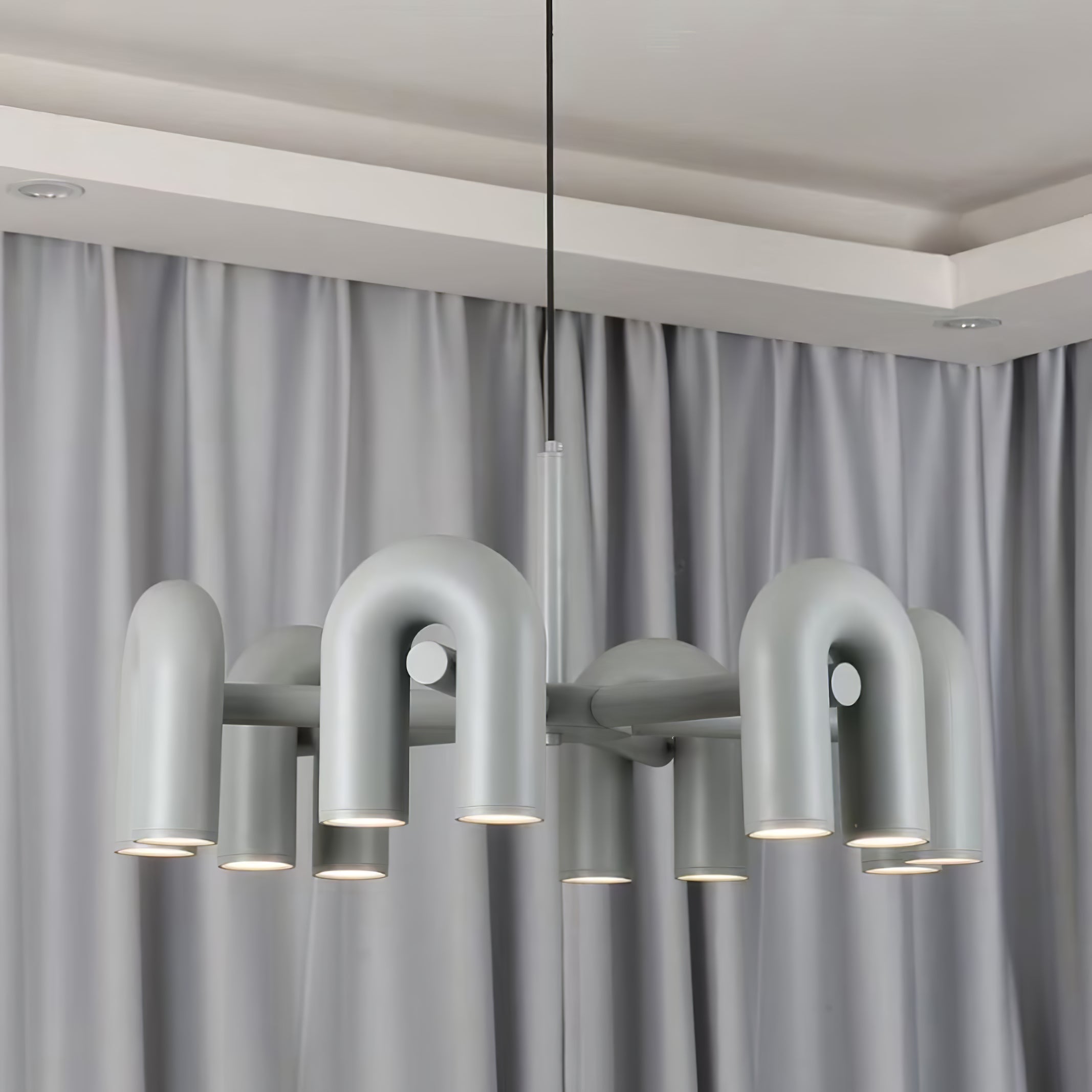 Modern Modular U Shape LED Chandelier Adjustable Geometric Multi Head Ceiling Light Fixture