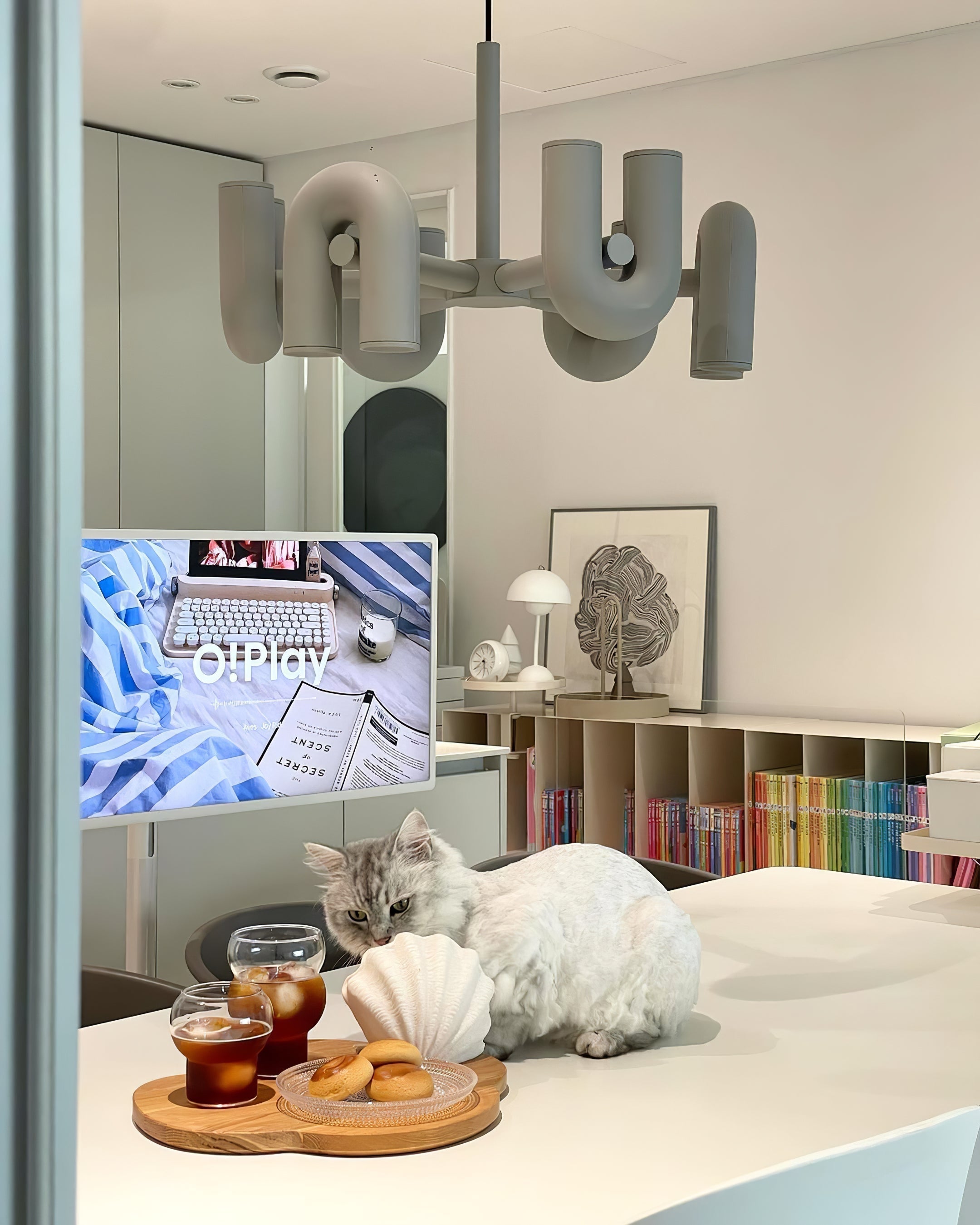 Modern Modular U Shape LED Chandelier Adjustable Geometric Multi Head Ceiling Light Fixture