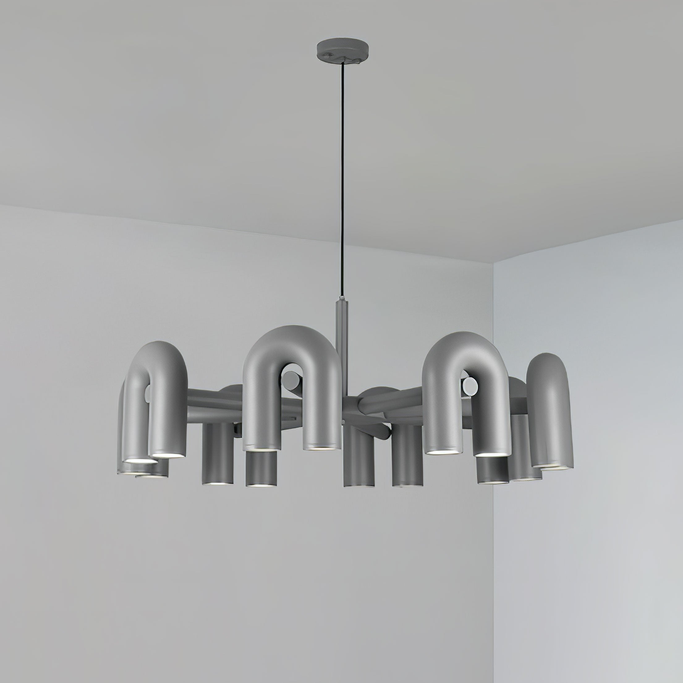 Modern Modular U Shape LED Chandelier Adjustable Geometric Multi Head Ceiling Light Fixture