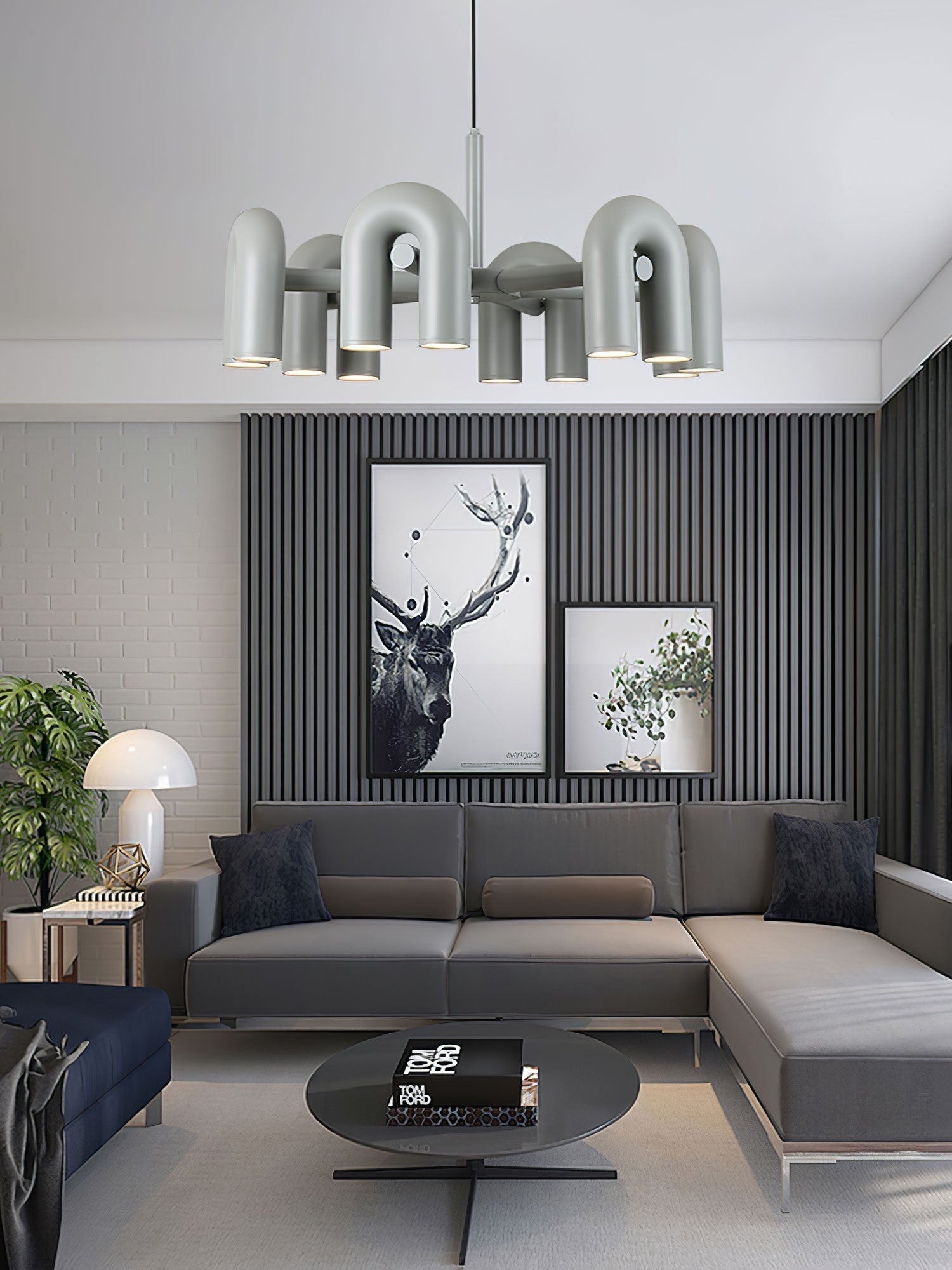 Modern Modular U Shape LED Chandelier Adjustable Geometric Multi Head Ceiling Light Fixture