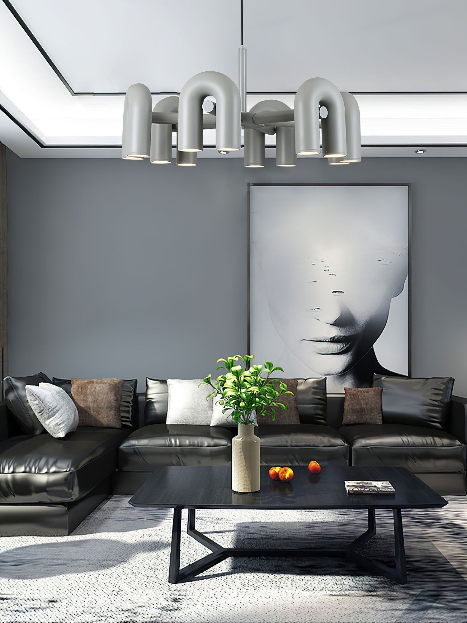 Modern Modular U Shape LED Chandelier Adjustable Geometric Multi Head Ceiling Light Fixture