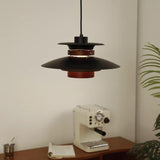 Modern Modulo Layered Metal and Dark Oak Wood Pendant Light for Dining Areas