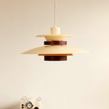Modern Modulo Layered Metal and Dark Oak Wood Pendant Light for Dining Areas