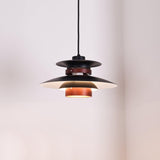 Modern Modulo Layered Metal and Dark Oak Wood Pendant Light for Dining Areas