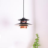 Modern Modulo Layered Metal and Dark Oak Wood Pendant Light for Dining Areas