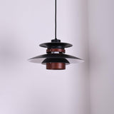 Modern Modulo Layered Metal and Dark Oak Wood Pendant Light for Dining Areas