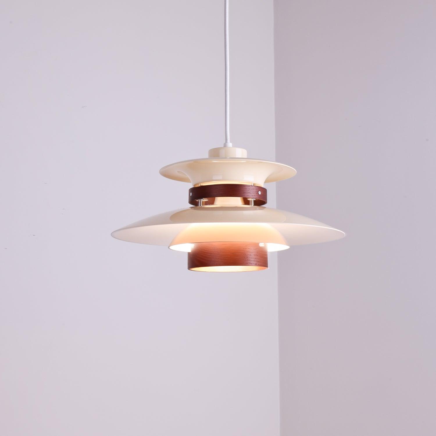 Modern Modulo Layered Metal and Dark Oak Wood Pendant Light for Dining Areas