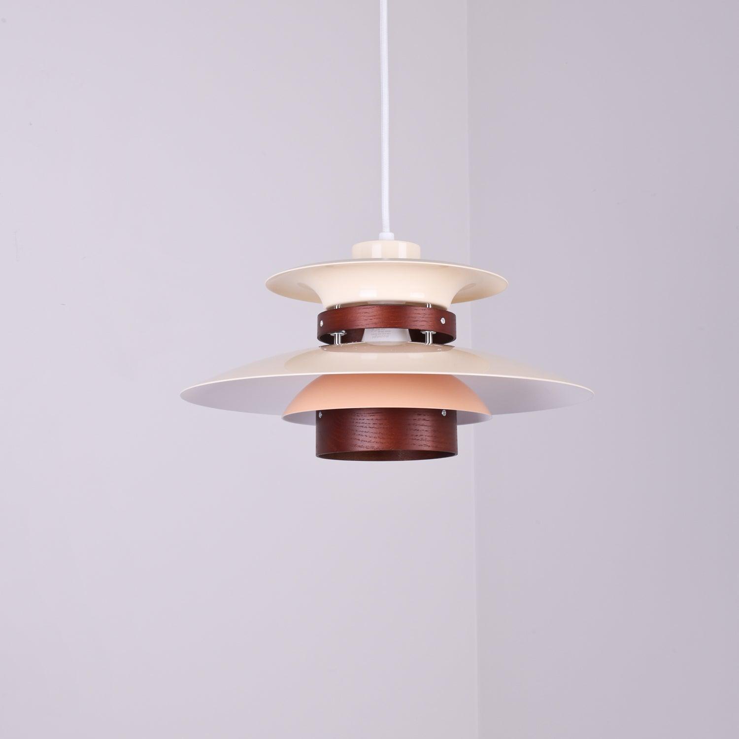 Modern Modulo Layered Metal and Dark Oak Wood Pendant Light for Dining Areas