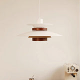 Modern Modulo Layered Metal and Dark Oak Wood Pendant Light for Dining Areas