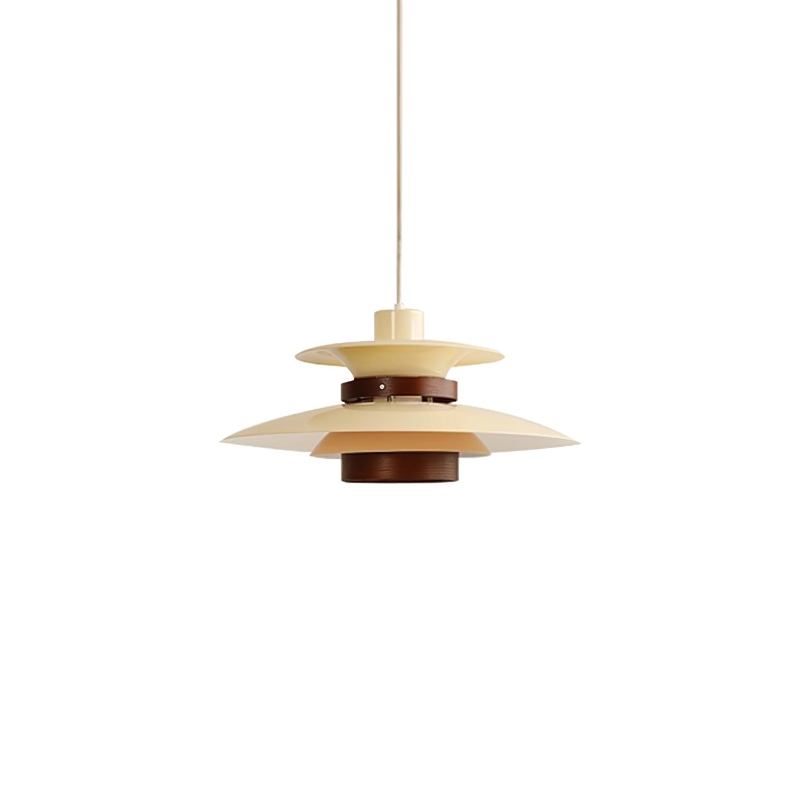 Modern Modulo Layered Metal and Dark Oak Wood Pendant Light for Dining Areas