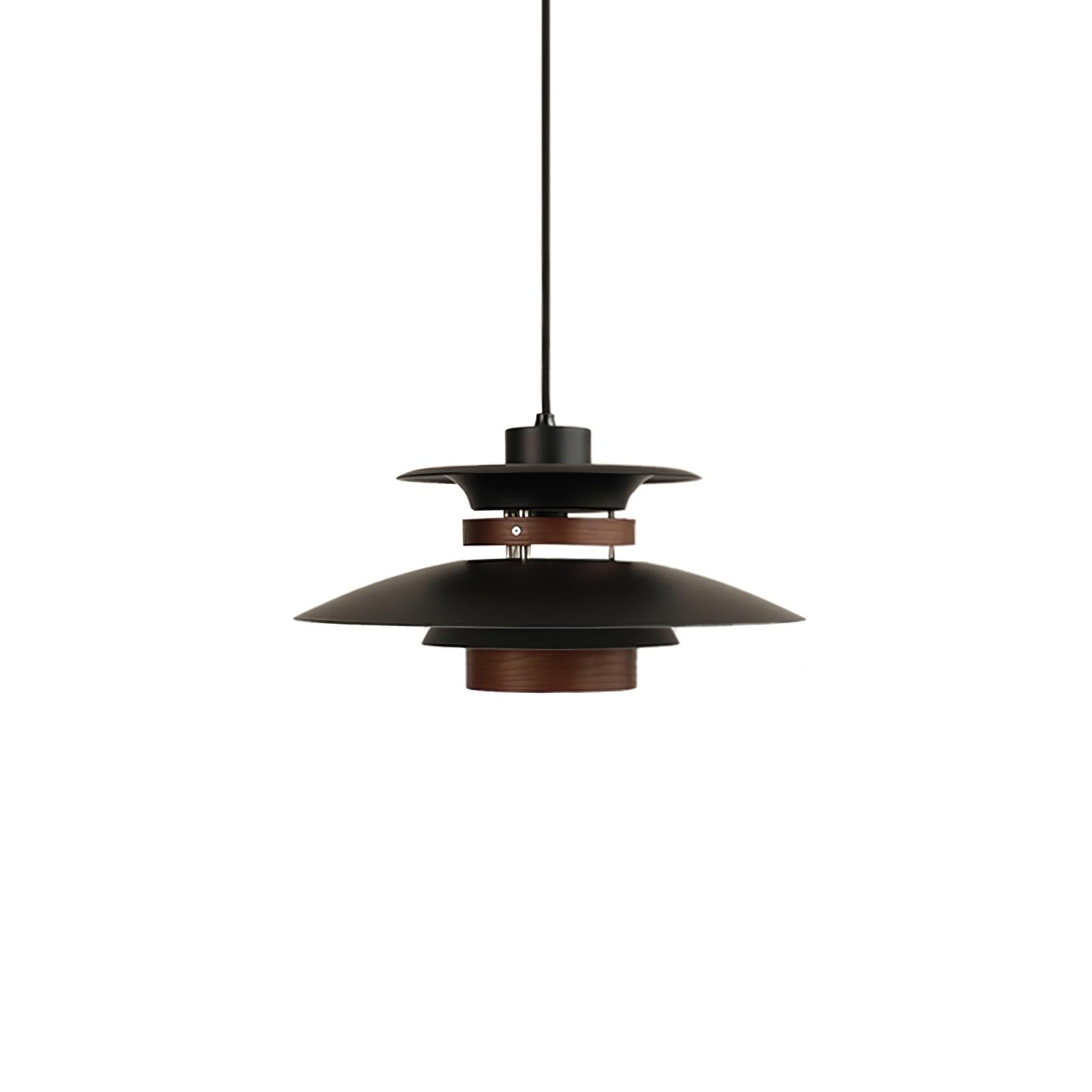 Modern Modulo Layered Metal and Dark Oak Wood Pendant Light for Dining Areas