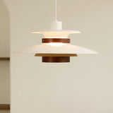 Modern Modulo Layered Metal and Dark Oak Wood Pendant Light for Dining Areas