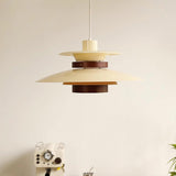 Modern Modulo Layered Metal and Dark Oak Wood Pendant Light for Dining Areas