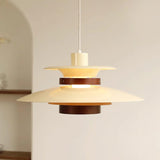 Modern Modulo Layered Metal and Dark Oak Wood Pendant Light for Dining Areas