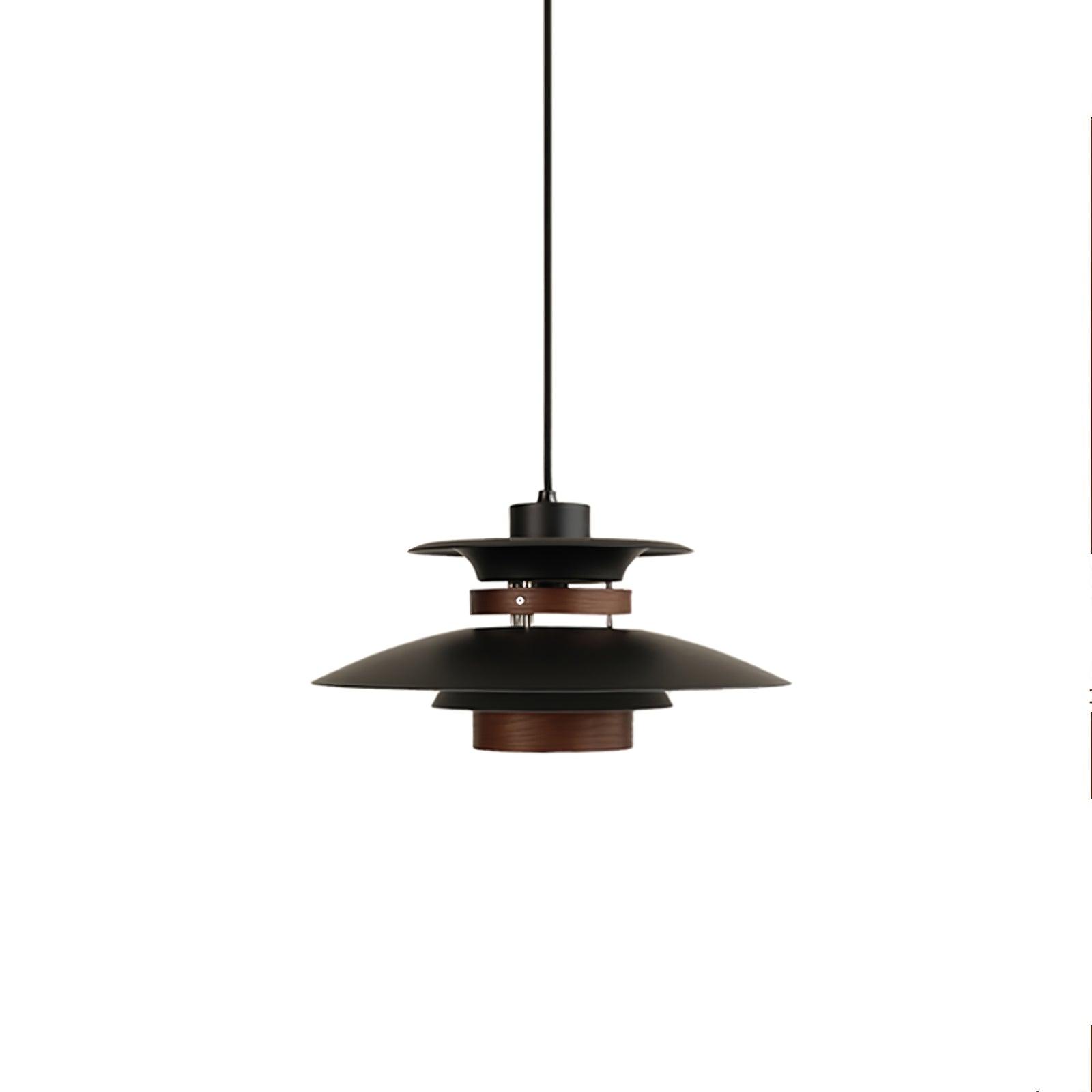 Modern Modulo Layered Metal and Dark Oak Wood Pendant Light for Dining Areas