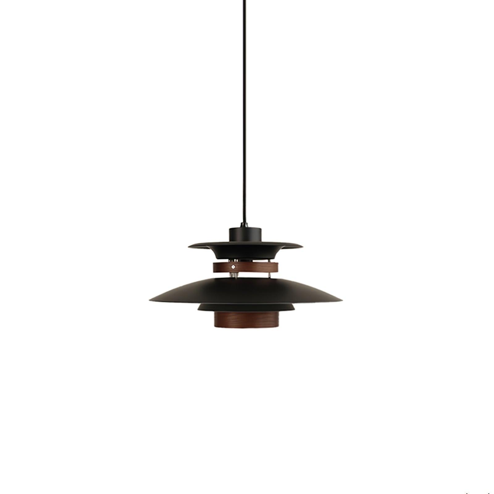 Modern Modulo Layered Metal and Dark Oak Wood Pendant Light for Dining Areas