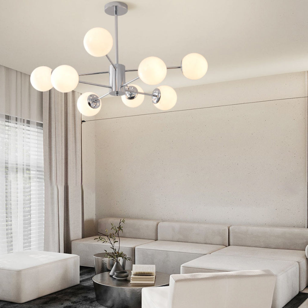 Modern Molecular Glass Globe Chandelier with 3 Step Dimming for Dining Room and Bedroom