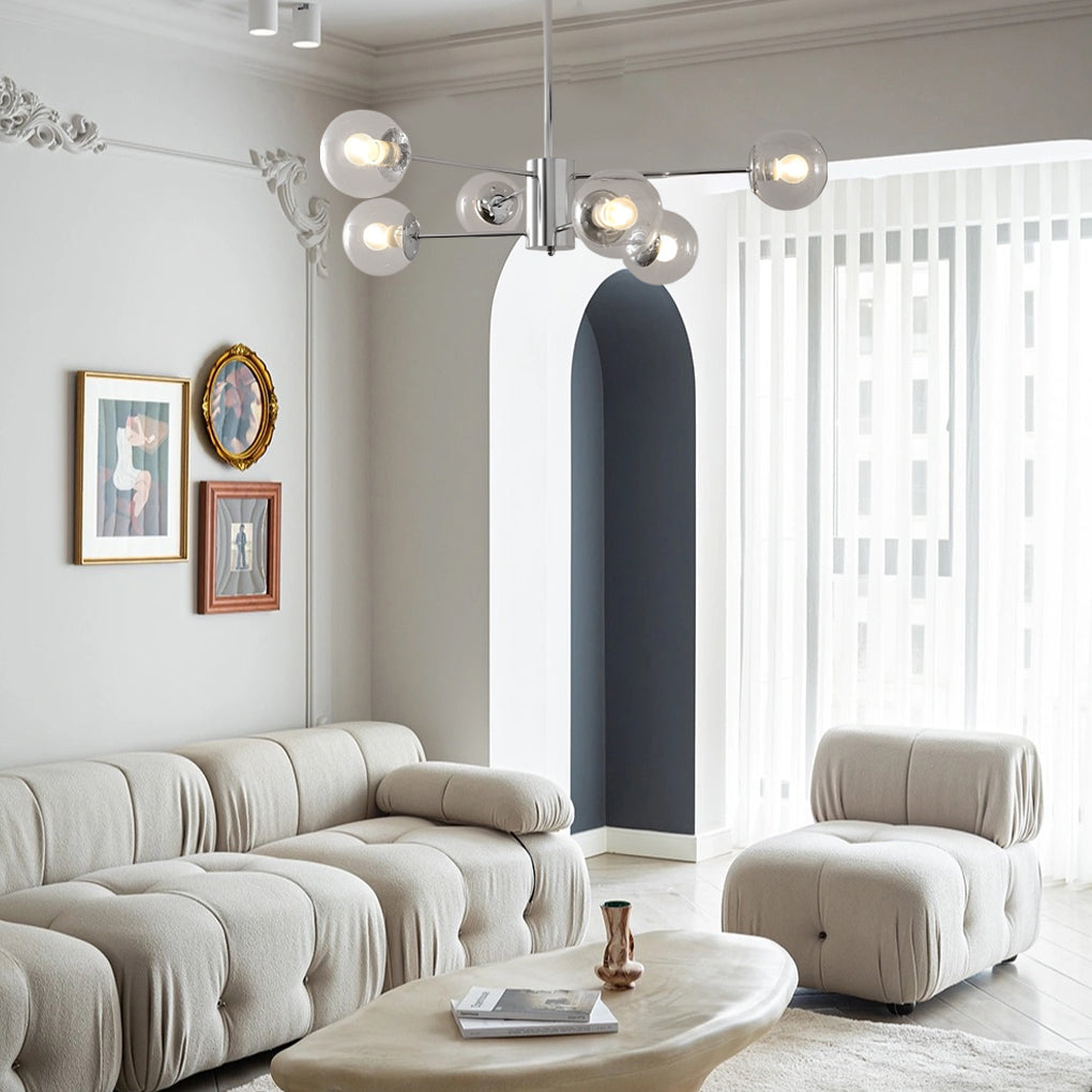 Modern Molecular Glass Globe Chandelier with 3 Step Dimming for Dining Room and Bedroom