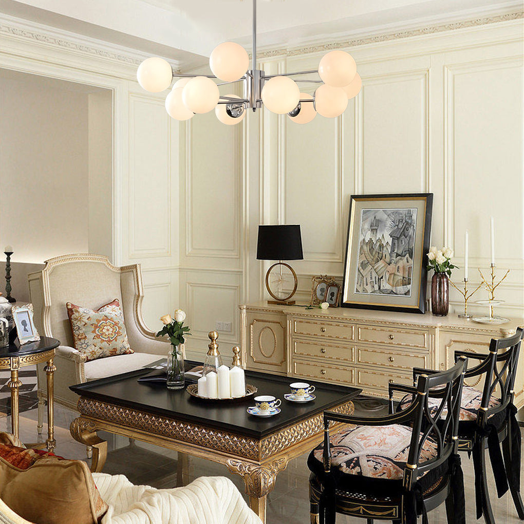 Modern Molecular Glass Globe Chandelier with 3 Step Dimming for Dining Room and Bedroom