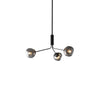 Modern Molecular Glass Melt Chandelier with Smoke Gray Shades and Black Metal Finish