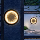 Modern Moon Crater LED Outdoor Wall Sconce Waterproof Concrete Exterior Light for Garden and Villa